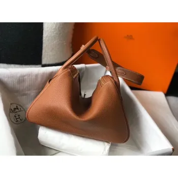 Hermes Lindy 26cm Taška ve zlatém Clemence s GHW