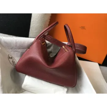 Taška Hermes Lindy 30 cm v Bordeaux kůži Clemence