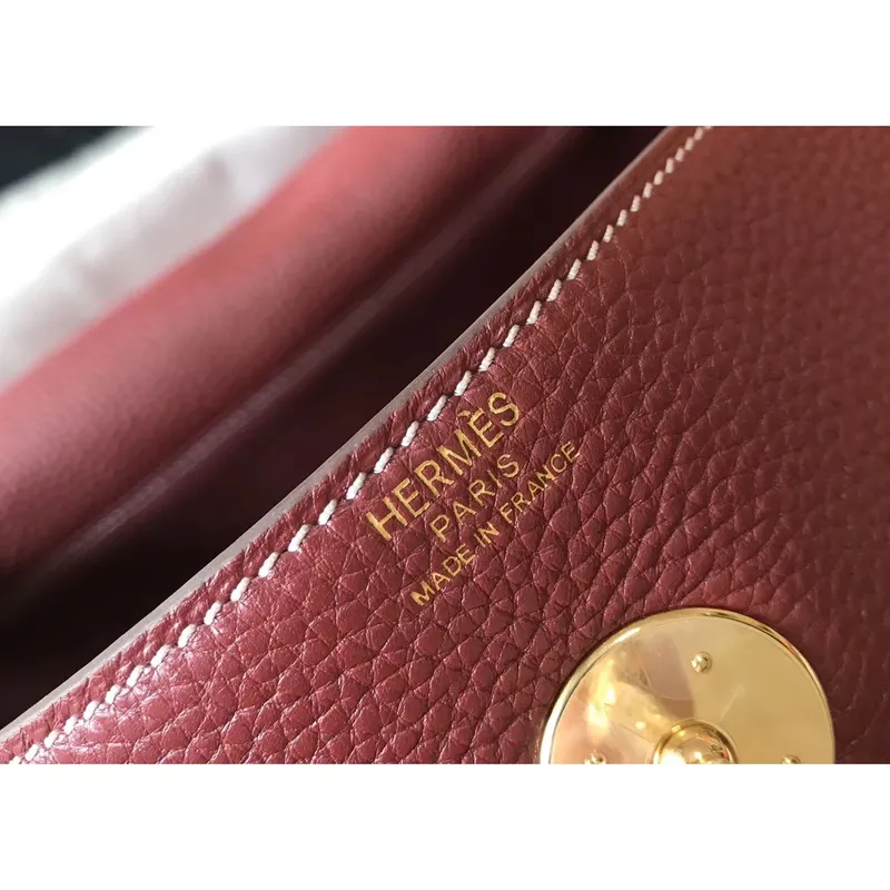 Taška Hermes Lindy 30 cm v Bordeaux kůži Clemence