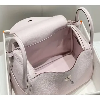 Hermes Lindy 30cm Taška v jemně růžové kůži Clemence s PHW