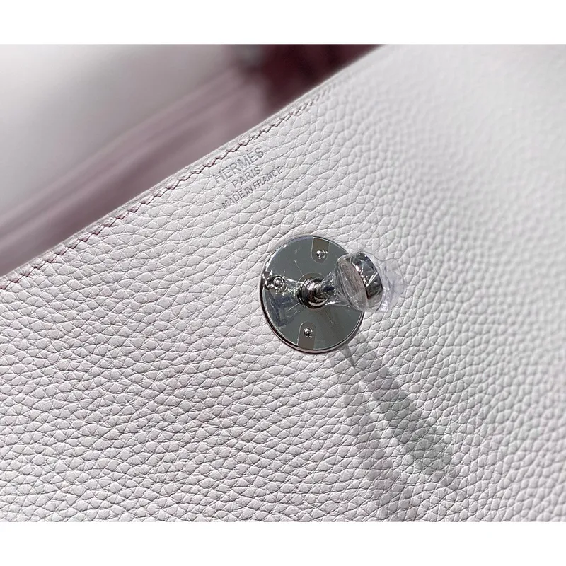 Hermes Lindy 30cm Taška v jemně růžové kůži Clemence s PHW