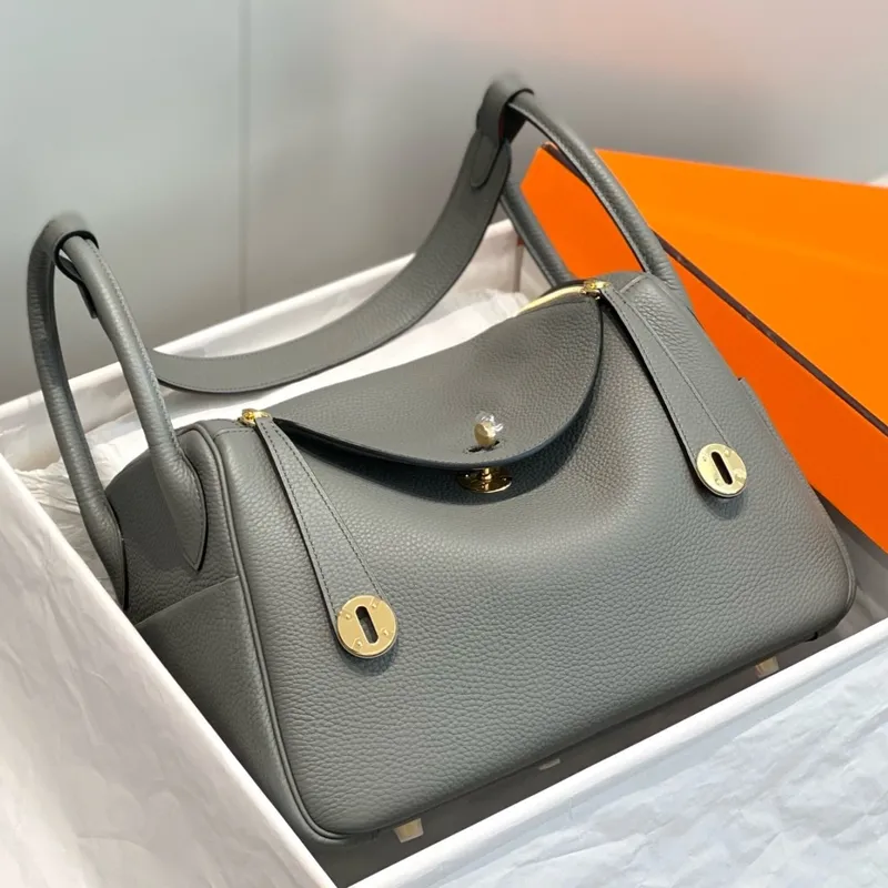 Hermes Lindy 30cm Taška v Gris Meyer Clemence Kůži GHW