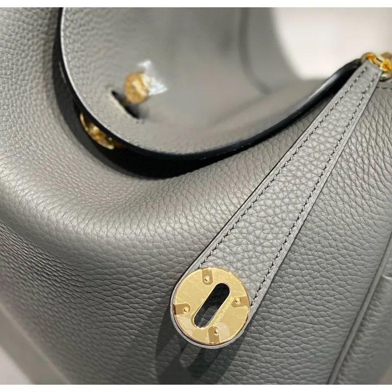 Hermes Lindy 30cm Taška v Gris Meyer Clemence Kůži GHW