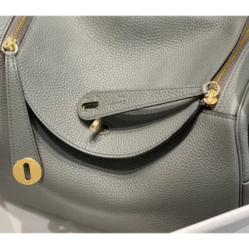 Hermes Lindy 30cm Taška v Gris Meyer Clemence Kůži GHW