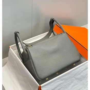 Hermes Lindy 30cm Taška v Gris Meyer Clemence Kůži GHW