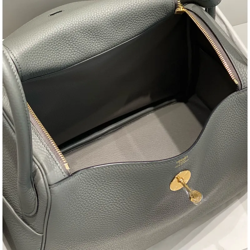 Hermes Lindy 30cm Taška v Gris Meyer Clemence Kůži GHW