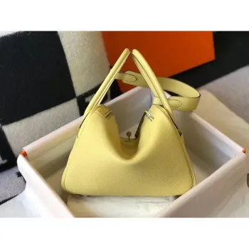 Hermes Lindy 30cm Taška v kůži Jaune Poussin Clemence