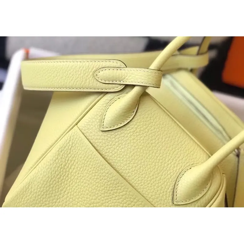 Hermes Lindy 30cm Taška v kůži Jaune Poussin Clemence