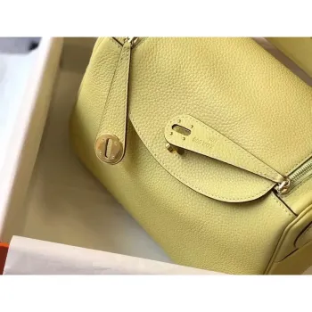 Hermes Lindy 30cm Taška v kůži Jaune Poussin Clemence