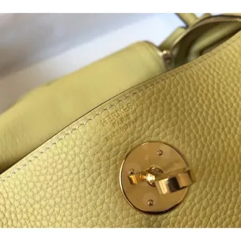 Hermes Lindy 30cm Taška v kůži Jaune Poussin Clemence