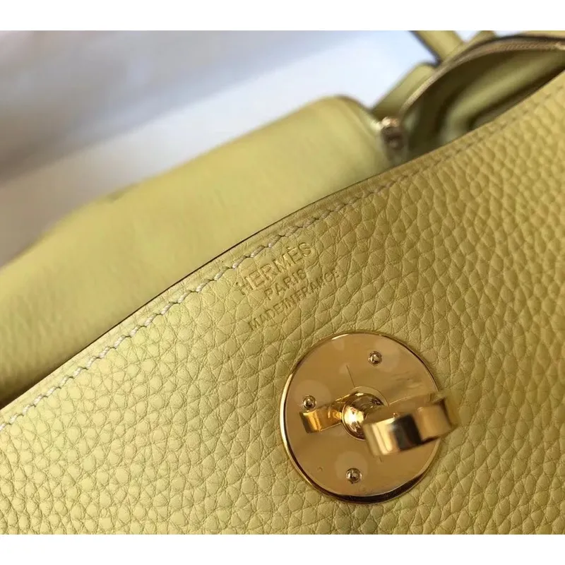 Hermes Lindy 30cm Taška v kůži Jaune Poussin Clemence