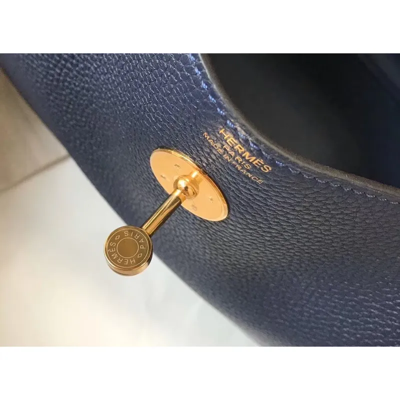 Hermes Lindy 30cm Taška v námořnické modré kůži Clemence