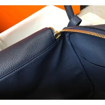 Hermes Lindy 30cm Taška v námořnické modré kůži Clemence