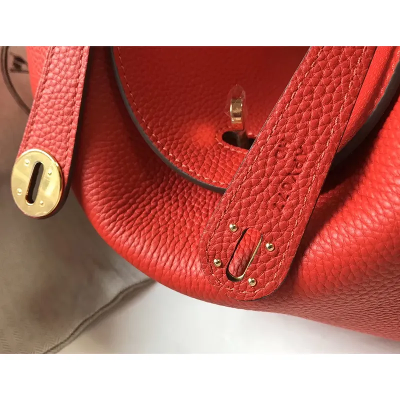 Hermes Lindy 30cm Taška v červené kůži Clemence
