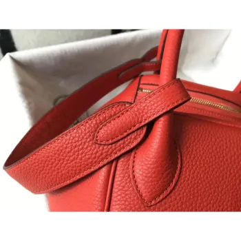 Hermes Lindy 30cm Taška v červené kůži Clemence