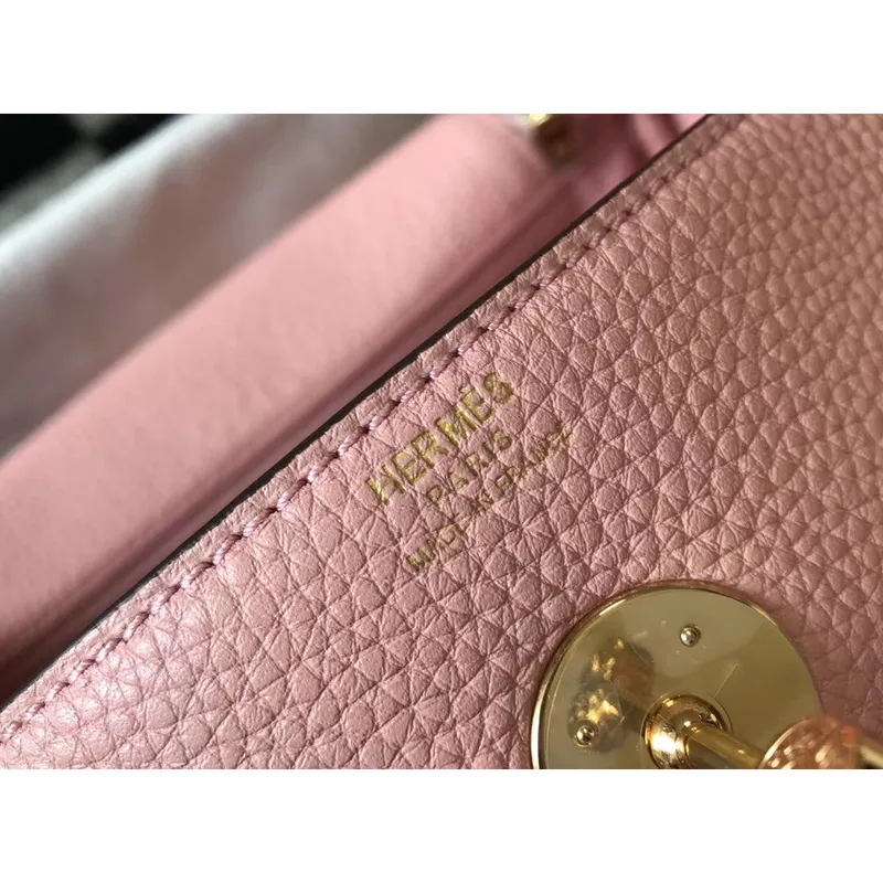 Hermes Lindy 30cm Taška v růžové kůži Clemence