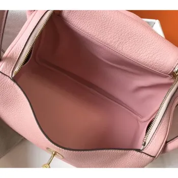 Hermes Lindy 30cm Taška v růžové kůži Clemence
