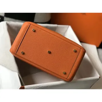 Hermes Lindy 30cm Taška v oranžové kůži Clemence