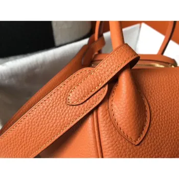 Hermes Lindy 30cm Taška v oranžové kůži Clemence