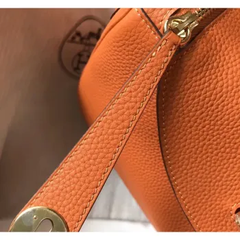 Hermes Lindy 30cm Taška v oranžové kůži Clemence