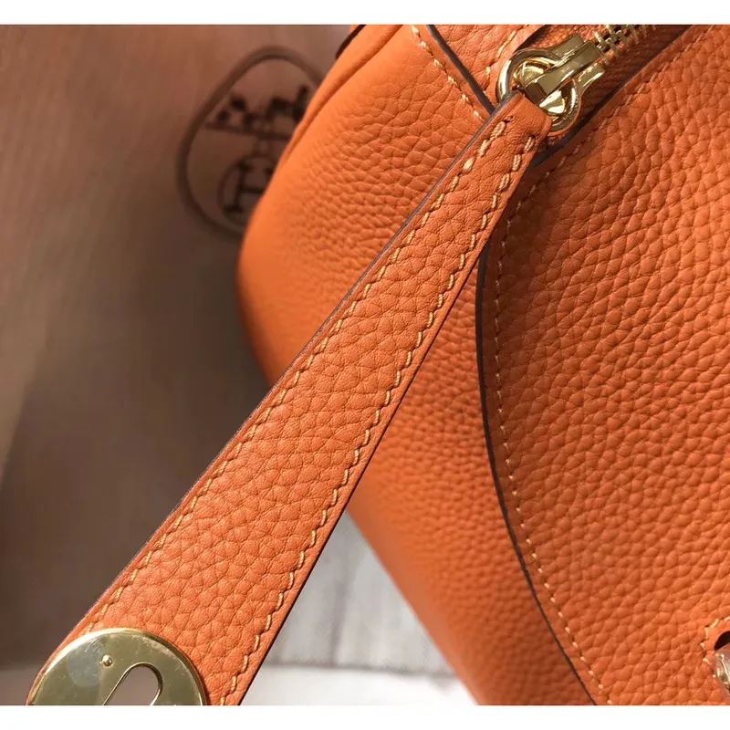 Hermes Lindy 30cm Taška v oranžové kůži Clemence