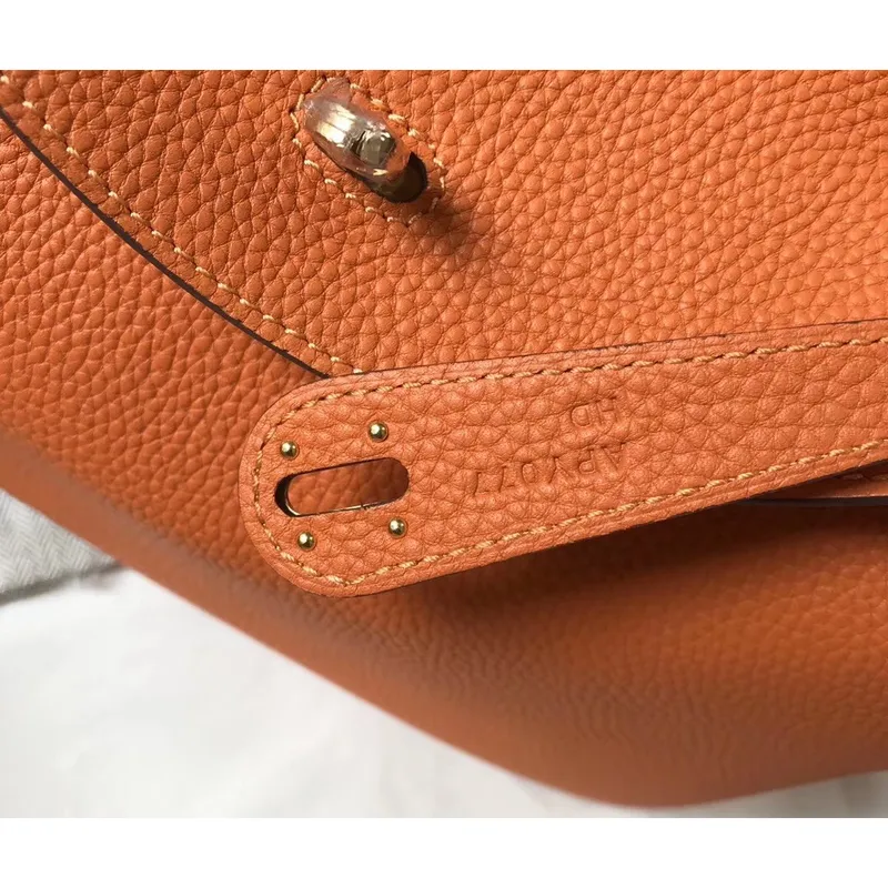Hermes Lindy 30cm Taška v oranžové kůži Clemence