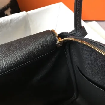 Hermes Lindy 30cm Taška v černé kůži Clemence