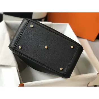 Hermes Lindy 30cm Taška v černé kůži Clemence