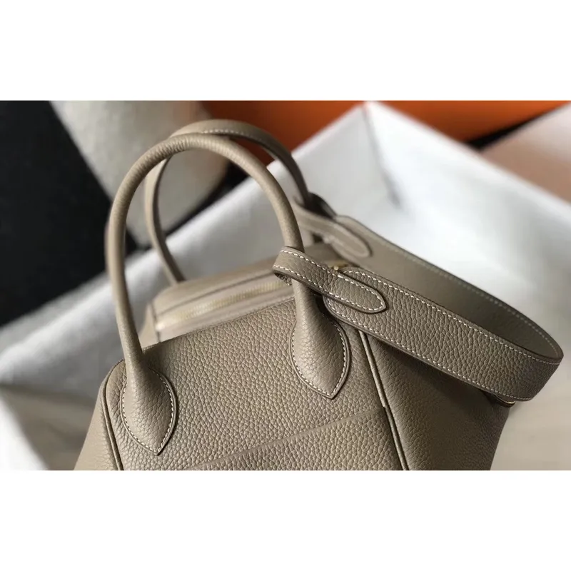 Hermes Lindy 30cm Taška v šedé kůži Clemence