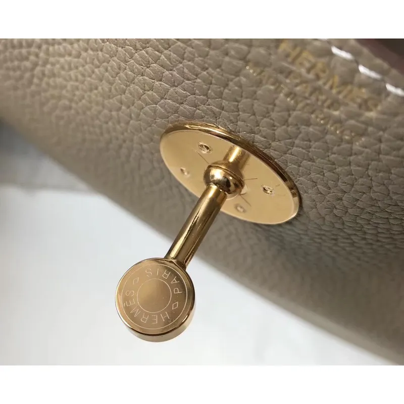 Hermes Lindy 30cm Taška v šedé kůži Clemence