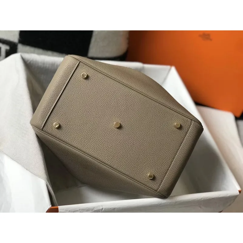 Hermes Lindy 30cm Taška v šedé kůži Clemence