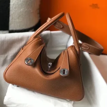 Hermes Lindy 30cm Taška v hnědé kůži Clemence