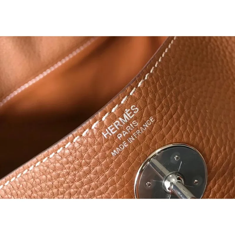Hermes Lindy 30cm Taška v hnědé kůži Clemence