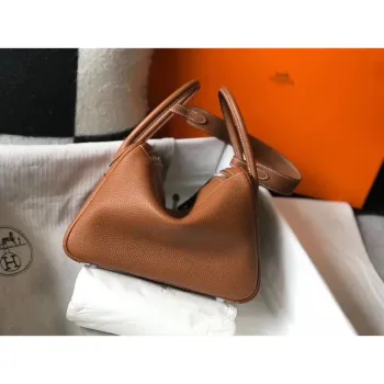 Hermes Lindy 30cm Taška v hnědé kůži Clemence