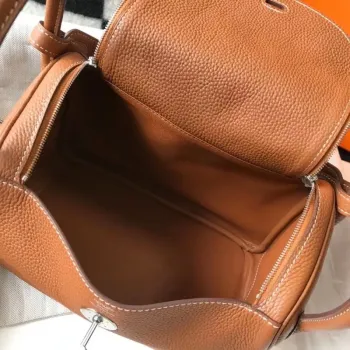 Hermes Lindy 30cm Taška v hnědé kůži Clemence