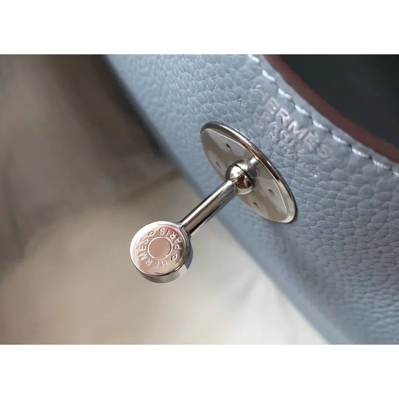 Hermes Lindy 30cm Taška v modré kůži Lin Clemence