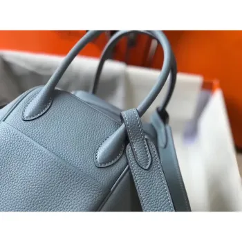 Hermes Lindy 30cm Taška v modré kůži Lin Clemence