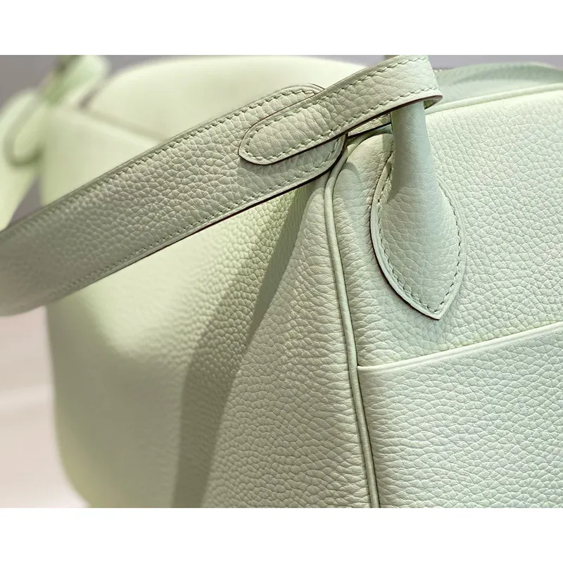 Hermes Lindy 30cm Taška v barvě Vert Fizz z kůže Clemence s PHW
