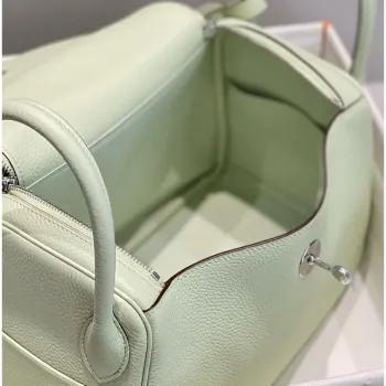 Hermes Lindy 30cm Taška v barvě Vert Fizz z kůže Clemence s PHW