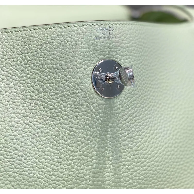 Hermes Lindy 30cm Taška v barvě Vert Fizz z kůže Clemence s PHW