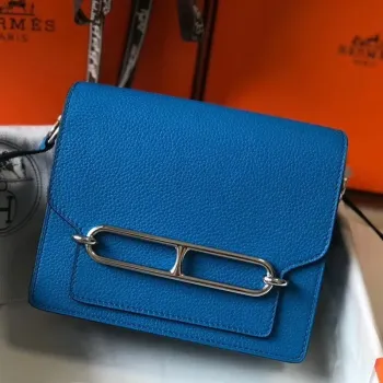 Hermes Mini Sac Roulis 18cm Taška v modré Hydra Evercolor telecí kůži