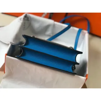 Hermes Mini Sac Roulis 18cm Taška v modré Hydra Evercolor telecí kůži