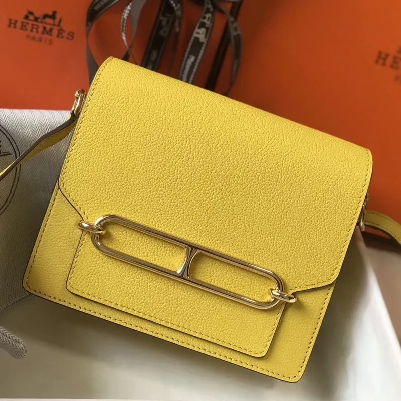Hermes Mini Sac Roulis 18cm Taška v žluté Evercolor telecí kůži