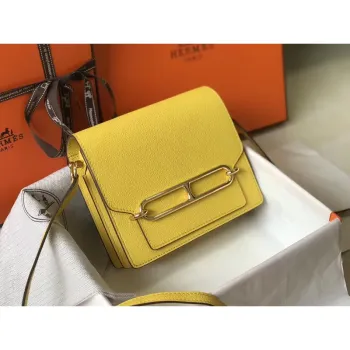 Hermes Mini Sac Roulis 18cm Taška v žluté Evercolor telecí kůži