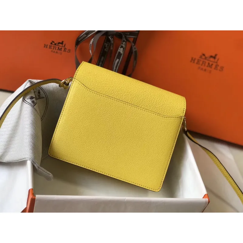 Hermes Mini Sac Roulis 18cm Taška v žluté Evercolor telecí kůži