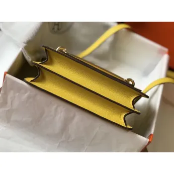 Hermes Mini Sac Roulis 18cm Taška v žluté Evercolor telecí kůži