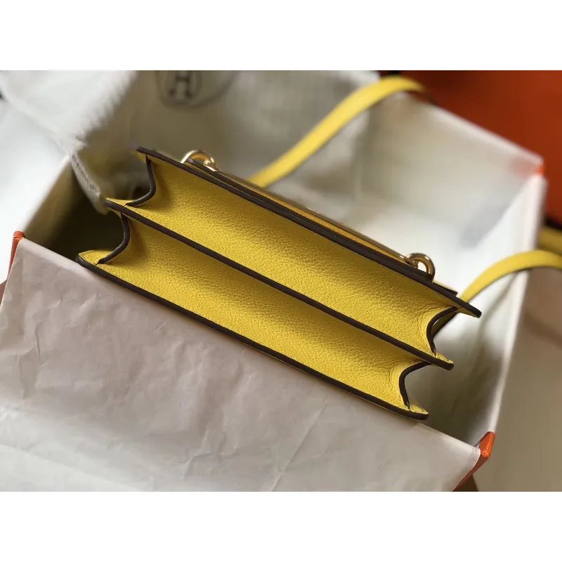 Hermes Mini Sac Roulis 18cm Taška v žluté Evercolor telecí kůži