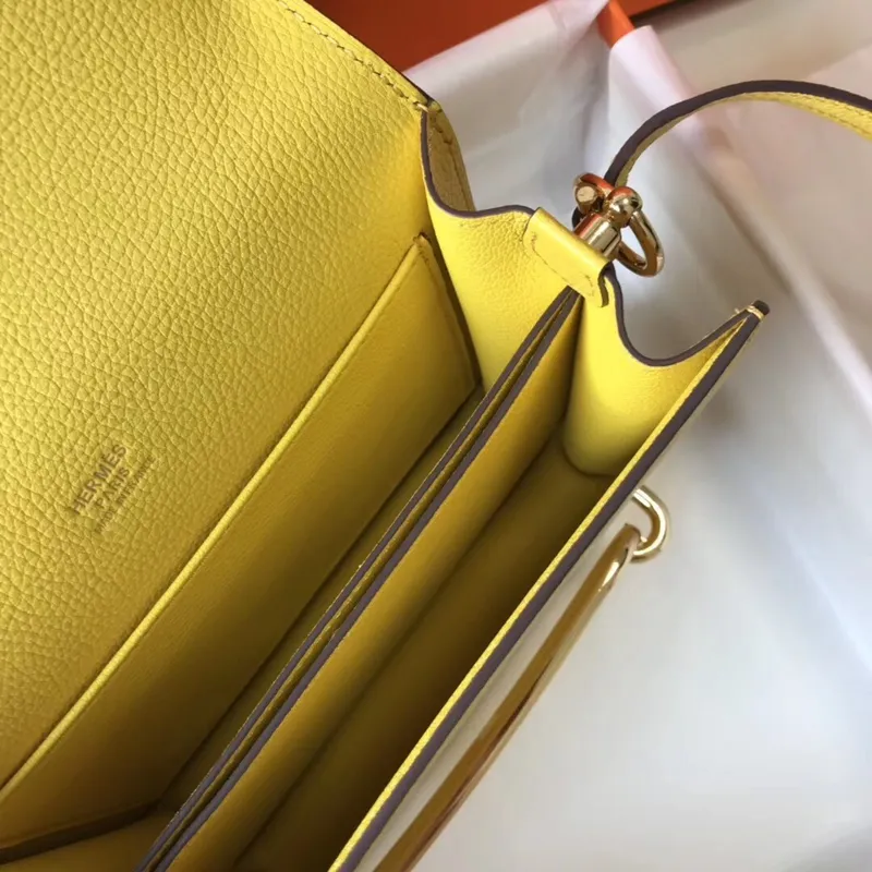 Hermes Mini Sac Roulis 18cm Taška v žluté Evercolor telecí kůži