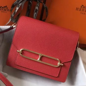Hermes Mini Sac Roulis 18cm Taška v červené Evercolor telecí kůži