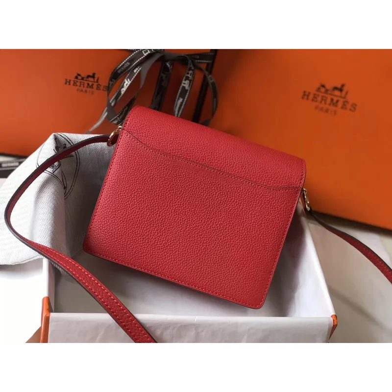 Hermes Mini Sac Roulis 18cm Taška v červené Evercolor telecí kůži